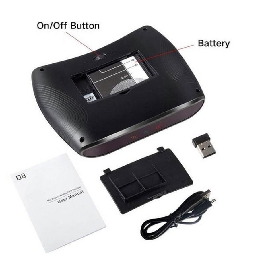 eStore  Tastiera e touchpad D8 Mini Wireless 