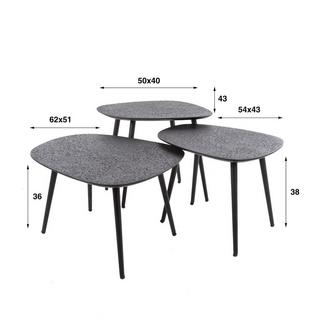 mutoni Table basse métallique arrondie (série de 3)  