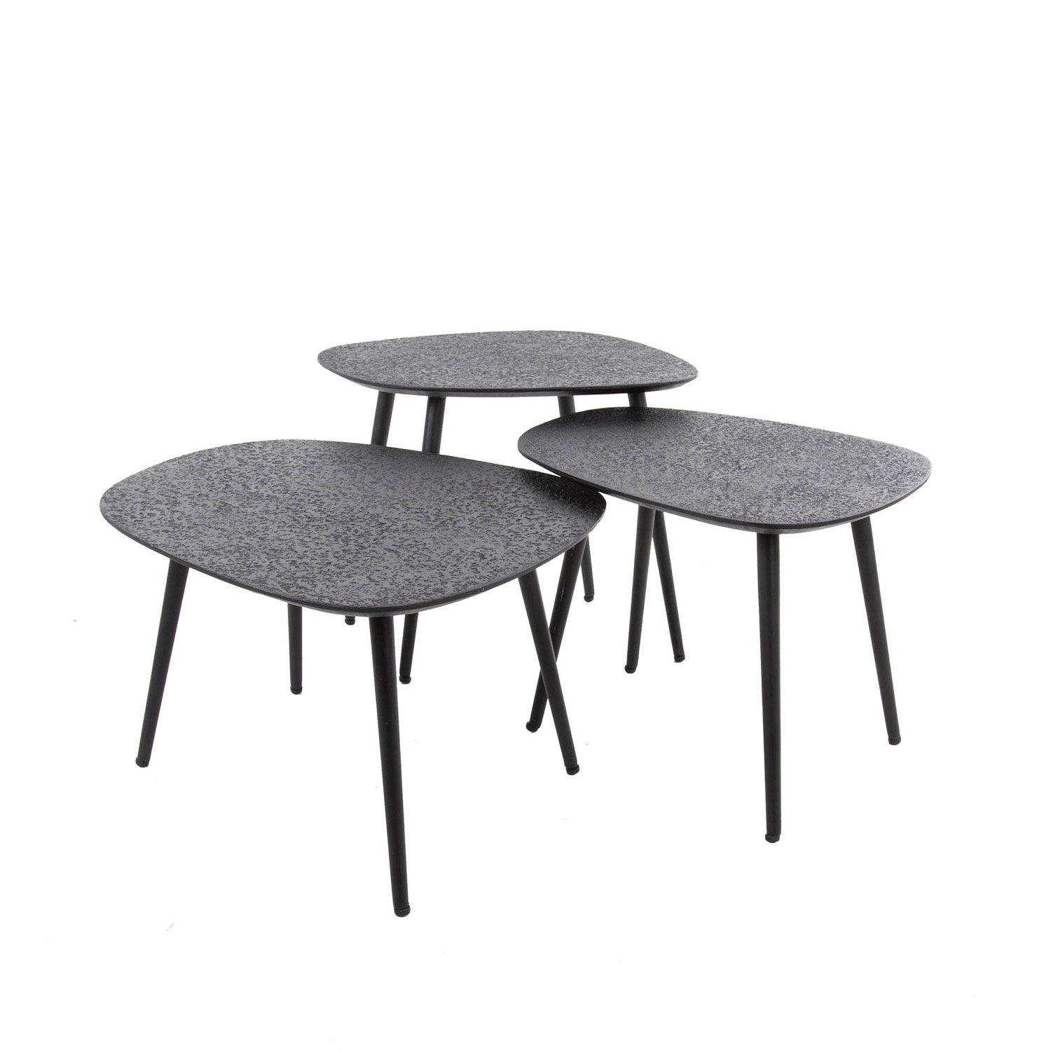 mutoni Table basse métallique arrondie (série de 3)  