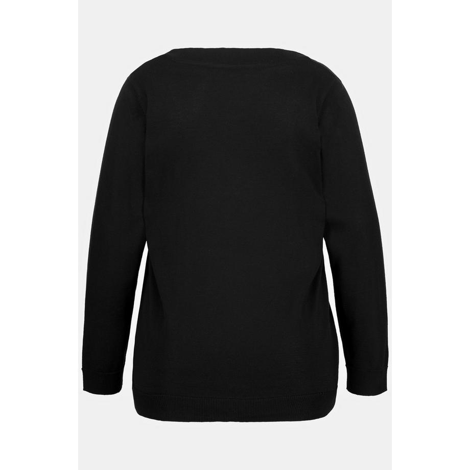 Ulla Popken Maglione Scollo V Maniche Lunghe Maglia Fine Morbida  