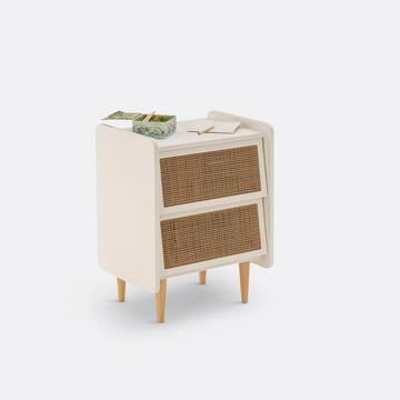 Nachttisch mit 2 Schubladen aus Rohrgeflecht