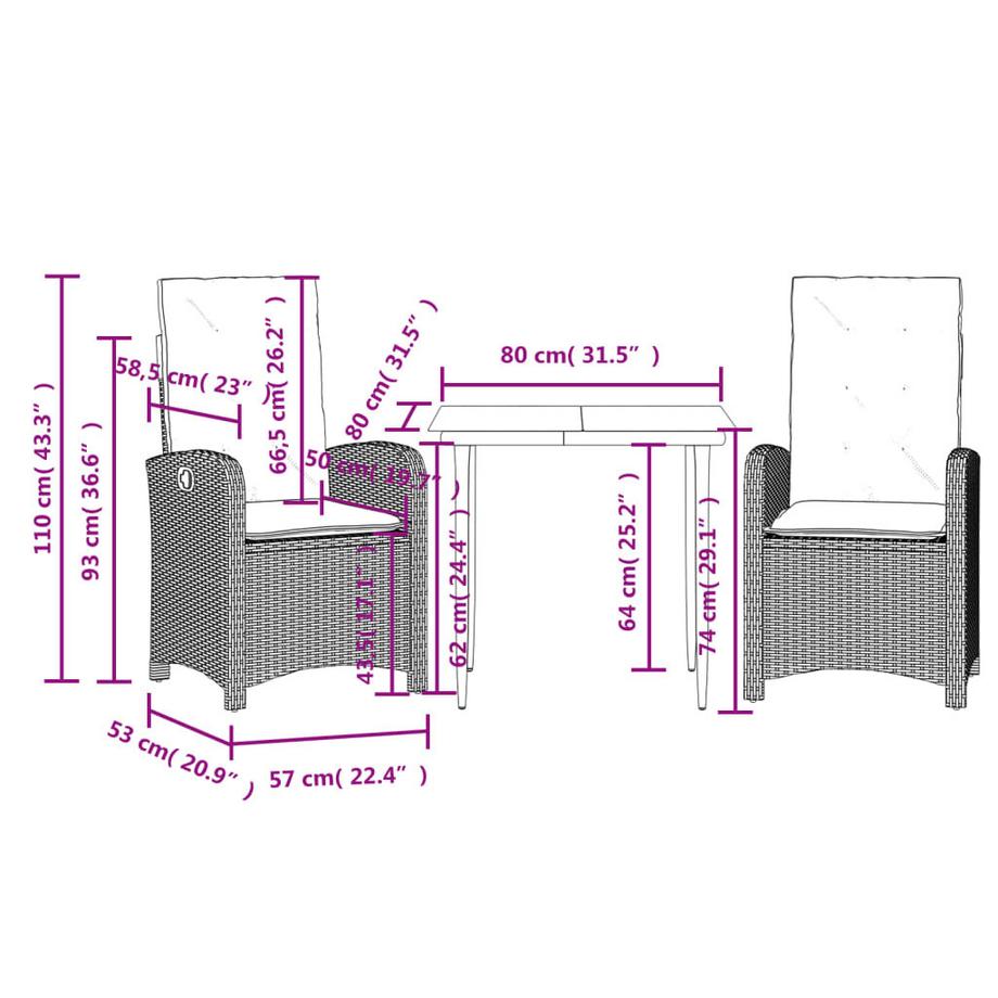 VidaXL set da pranzo da giardino Polirattan  