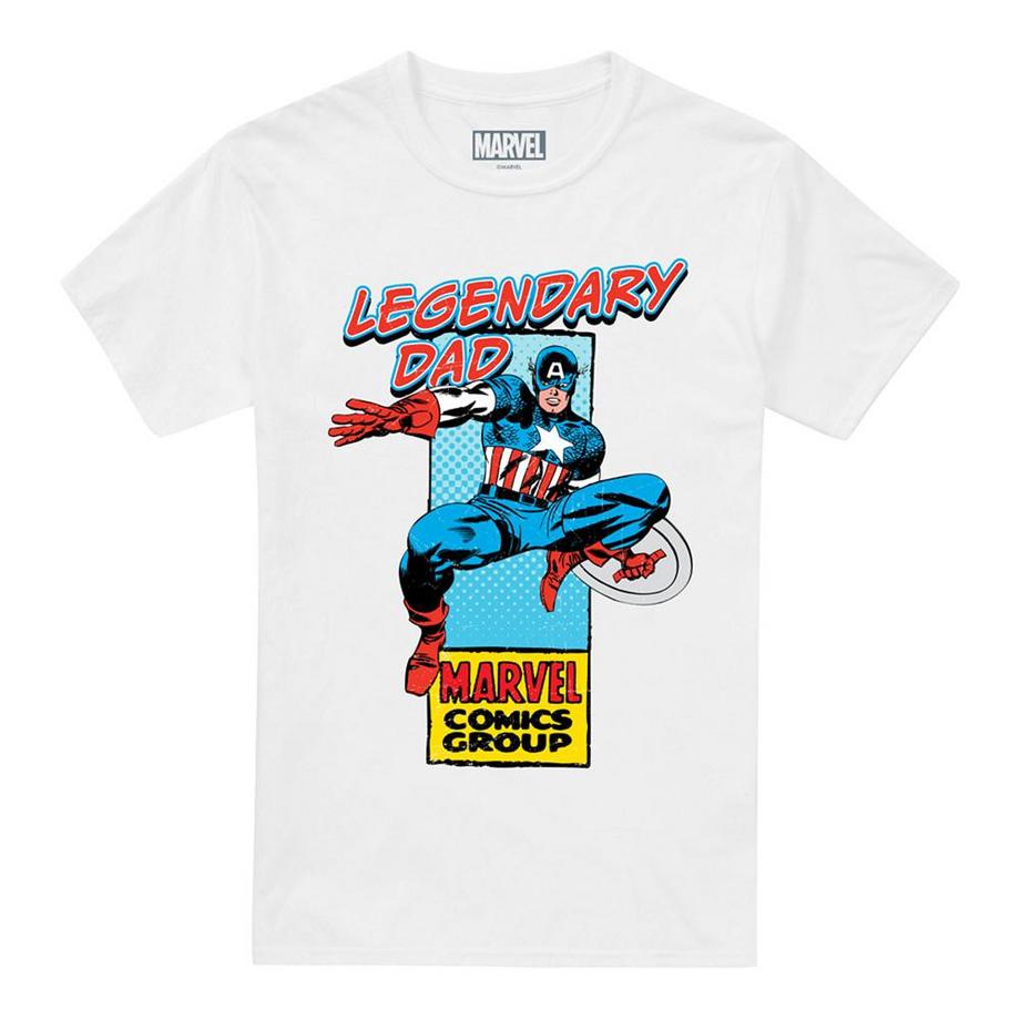 T-ShirtFête Des Pères Motif Captain America Motiftyle Rectangle D'angle Legendary Dad