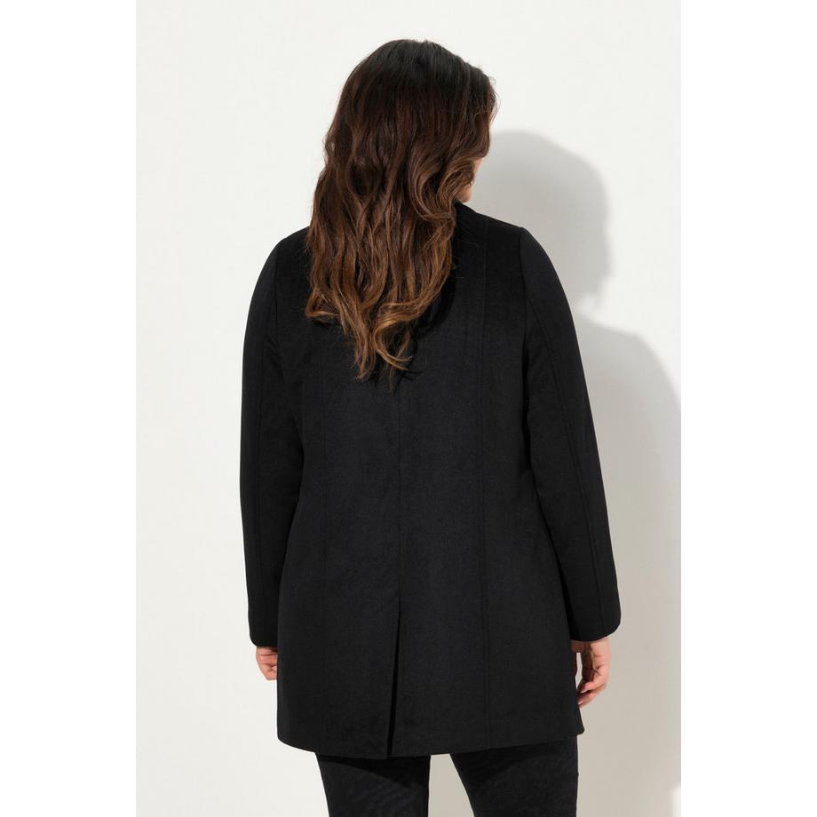 Ulla Popken Cappotto Corto Misto Lana Collo Alto Cuciture Decorative  