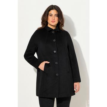 Manteau court en laine mélangée, col montant, coutures fantaisie