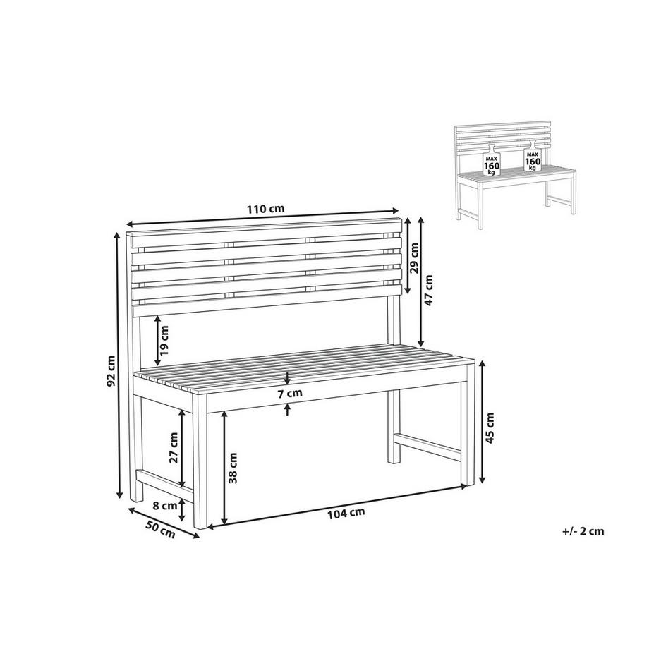 Beliani Gartenbank aus Akazienholz Skandinavisch TREIA  