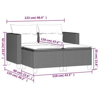 VidaXL Canapé de jardin rotin synthétique  