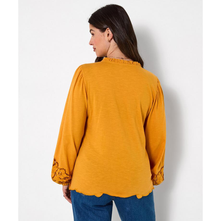 Joe Browns Blouse en Jersey Boutonnée à Manches Brodées  