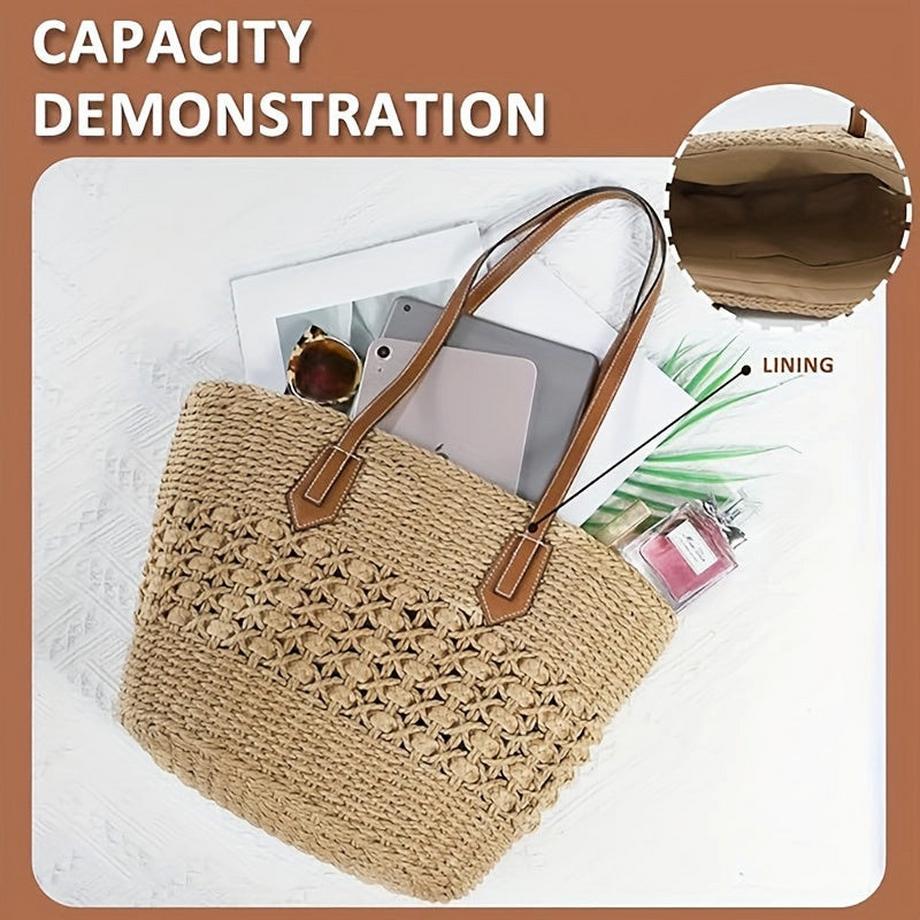 Only-bags.store Mode Grosse Kapazität Gewebte Stroh Umhängetasche  