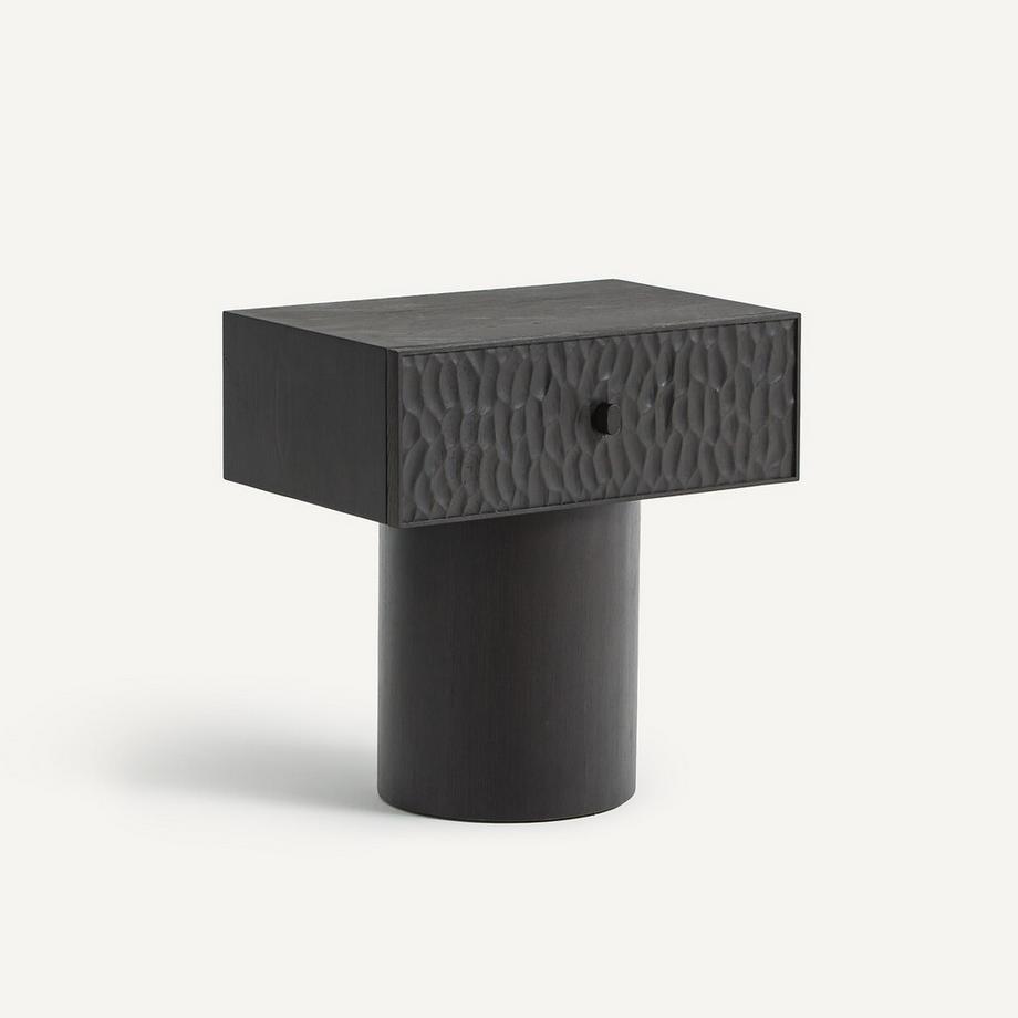 Nachttisch aus massiver Eiche und Furnier