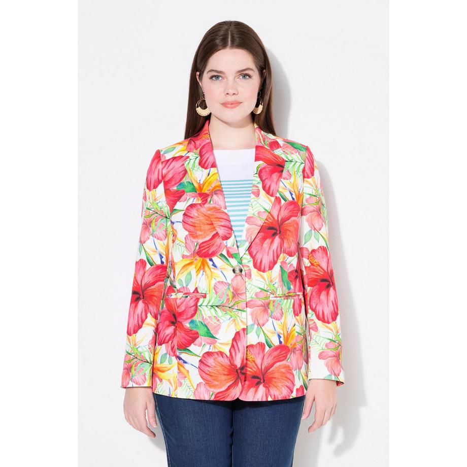 Ulla Popken Blazer fantasia floreale Revers Spacchetto sul retro  