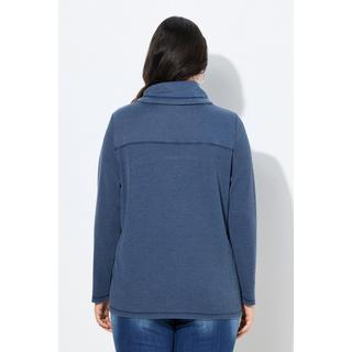 Ulla Popken Waffelpiqué Stehkragen Langarm Sweatshirt  