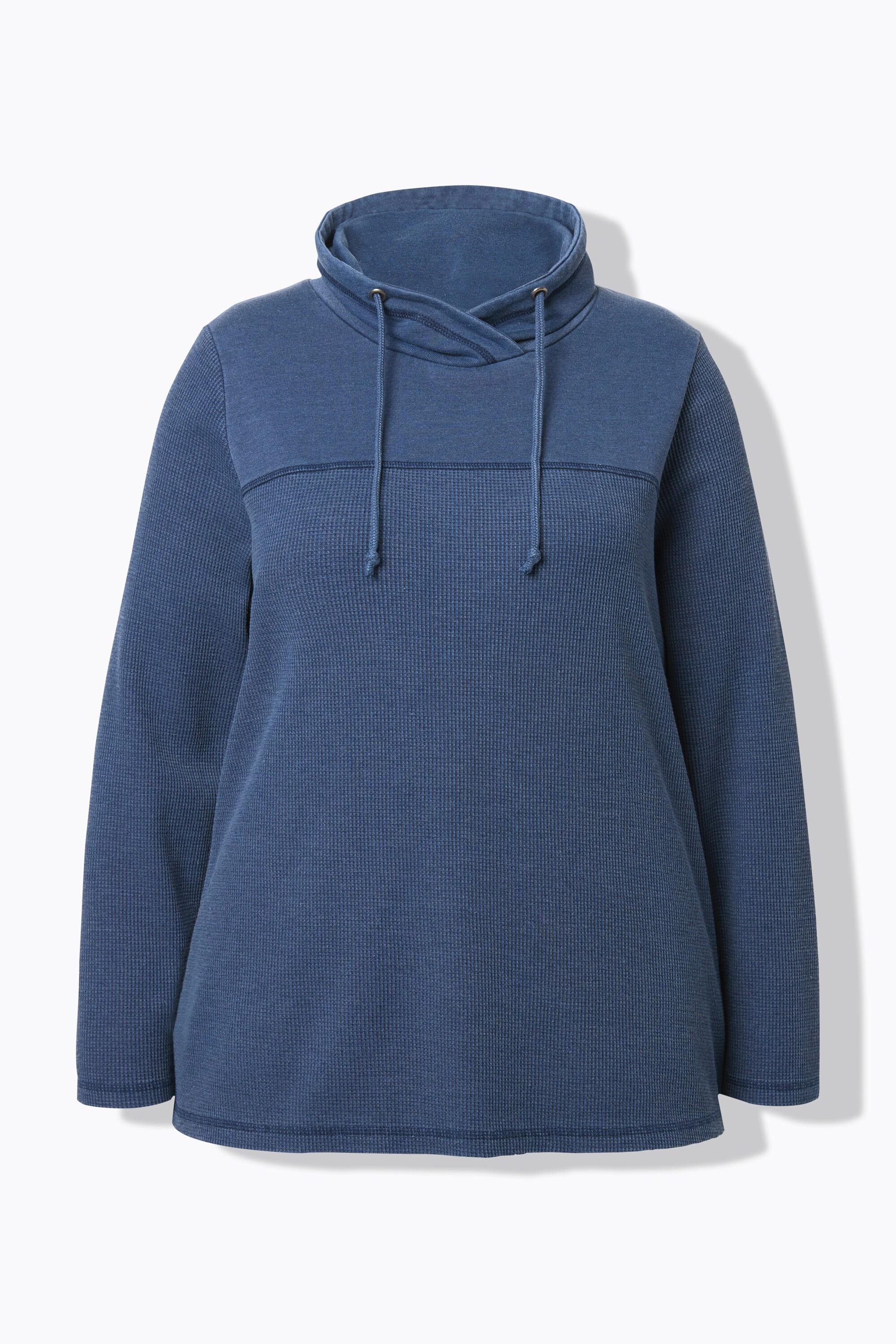 Ulla Popken Waffelpiqué Stehkragen Langarm Sweatshirt  