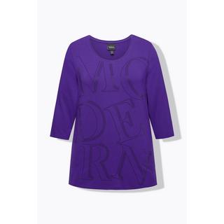 Ulla Popken  Maglia classica con lettere glitter, scollo a girocollo e maniche a 3/4 