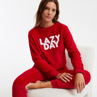 SO'HOME Fleece Schlafanzug mit Schriftzug  