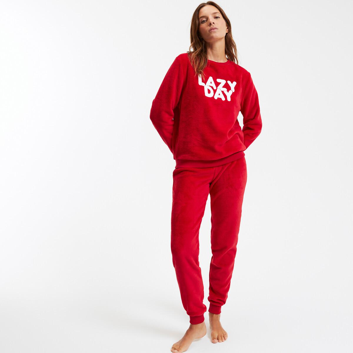 SO'HOME Fleece Schlafanzug mit Schriftzug  