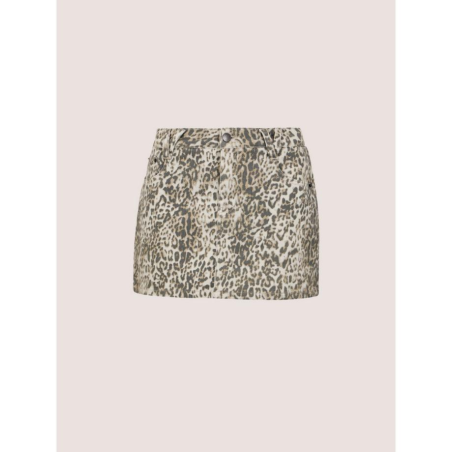 APRICOT Denim Minirock mit Leopardenmuster  