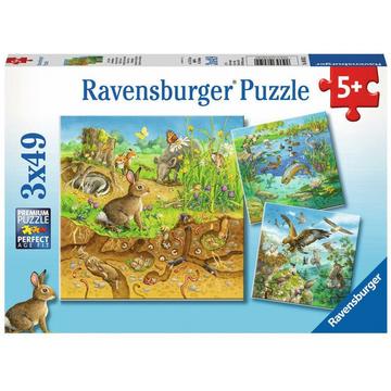 Puzzle Tiere in ihren Lebensräumen (3x49)