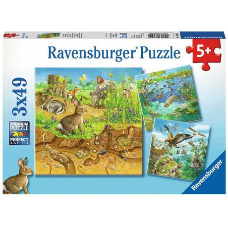 Ravensburger  Puzzle Tiere in ihren Lebensräumen (3x49) 