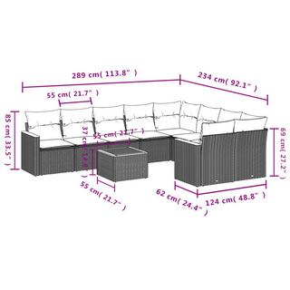 VidaXL set divano da giardino Polirattan  