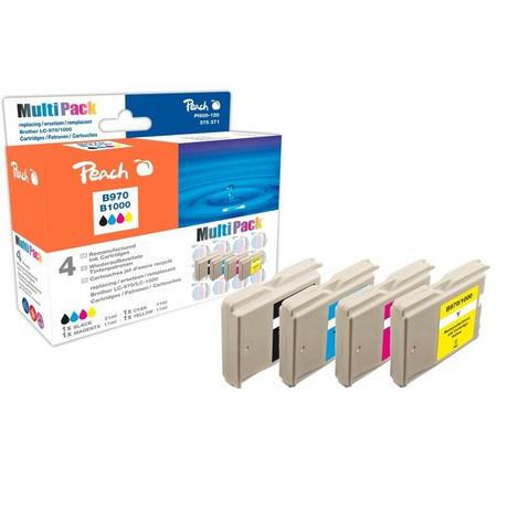Peach  Spar Tintenpatronen, XL Füllung, kompatibel zu LC 1000, LC 970 