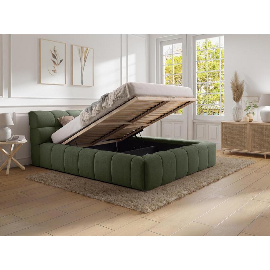 PASCAL MORABITO Lit coffre 160 x 200 cm - Tissu - Vert - FORVIK de Pascal Morabito  