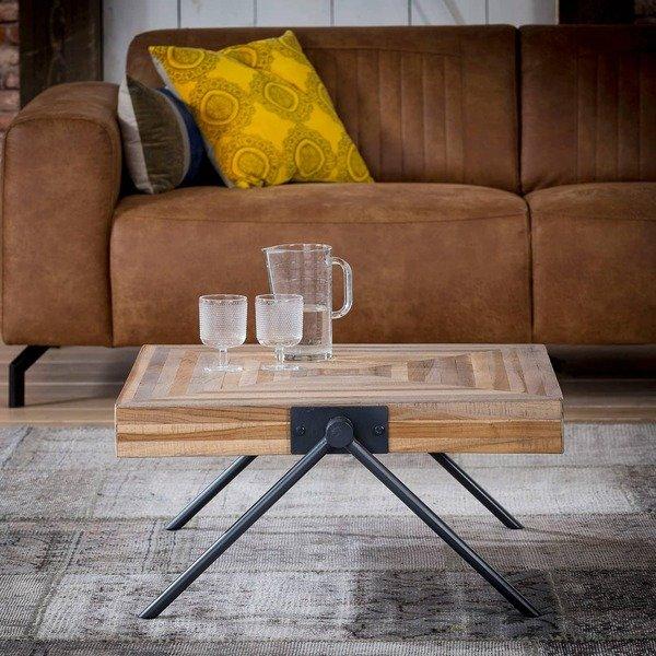 mutoni Couchtisch Teca Balance 70x70 verwittertes Teakholz  