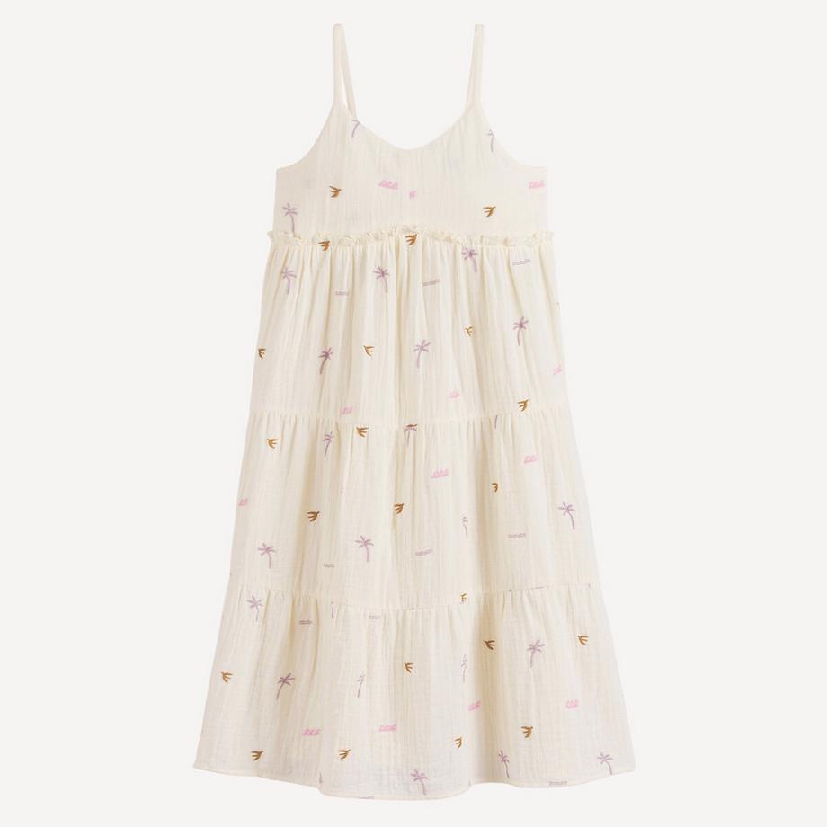 La Redoute Collections  Kleid mit schmalen Trägern und Rüschen aus Baumwolle 