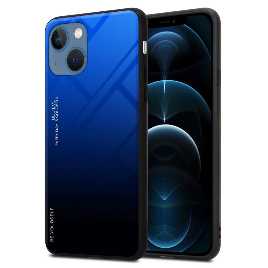 Cadorabo Hülle kompatibel mit Apple iPhone 13 MINI - Zweifarbige Schutzhülle aus TPU Silikon und Rückseite aus Tempered Glas