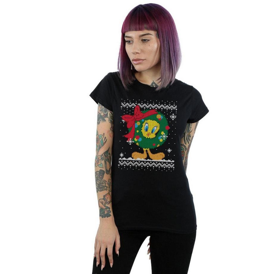 LOONEY TUNES Tweety Pie Christmas Fair Isle T-Shirt  