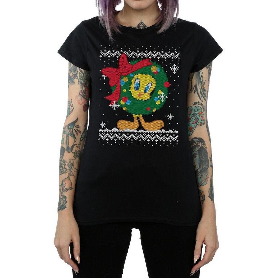 LOONEY TUNES Tweety Pie Christmas Fair Isle T-Shirt  