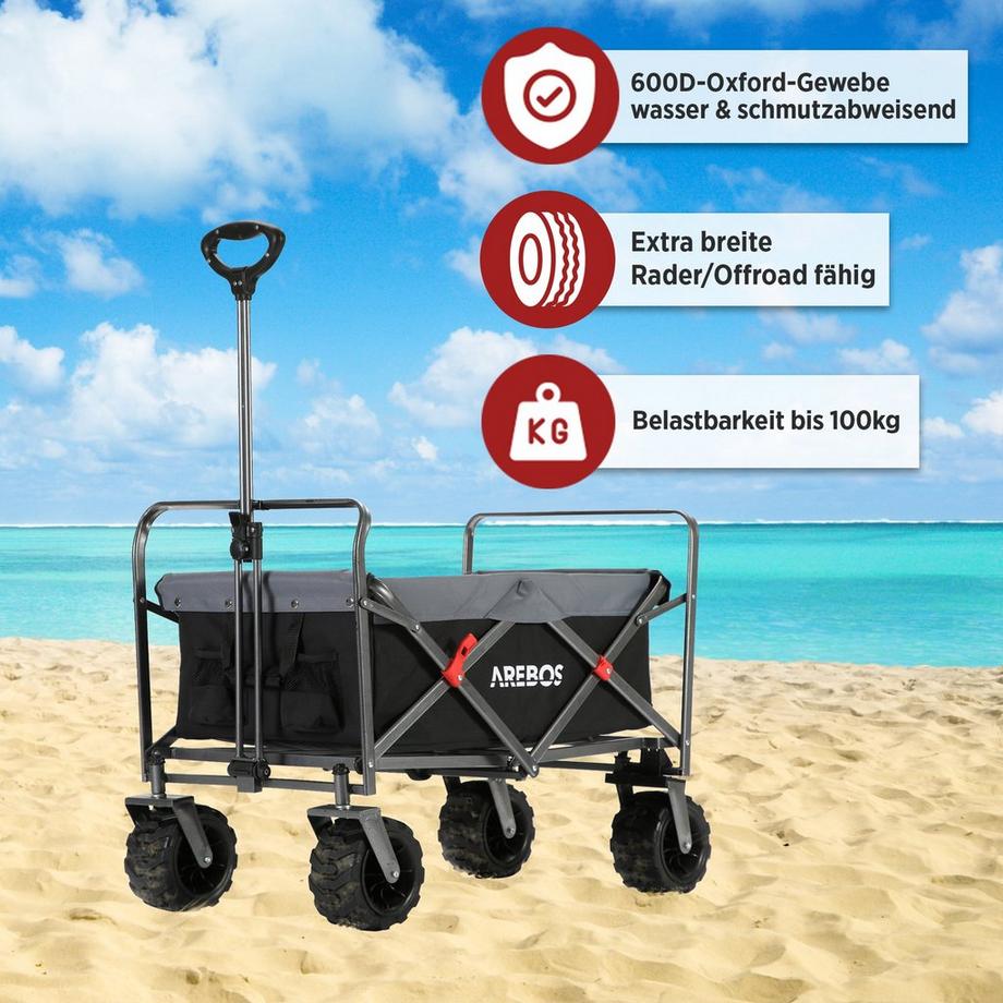 Arebos  Bollerwagen | Handwagen | Transportkarre | bis 100 kg | Klappbar 