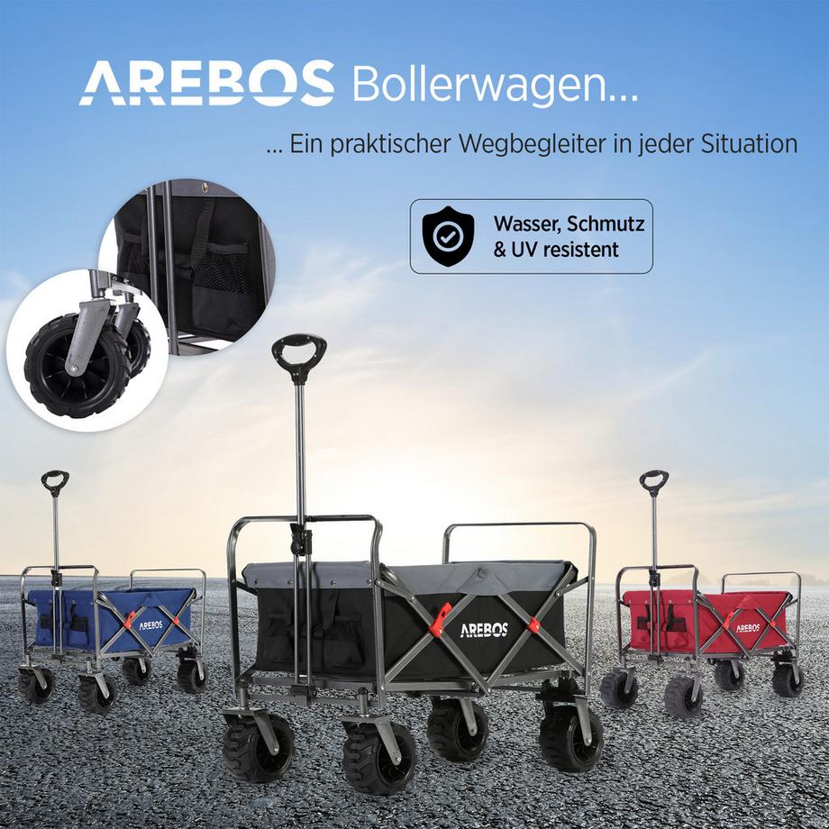 Arebos  Bollerwagen | Handwagen | Transportkarre | bis 100 kg | Klappbar 