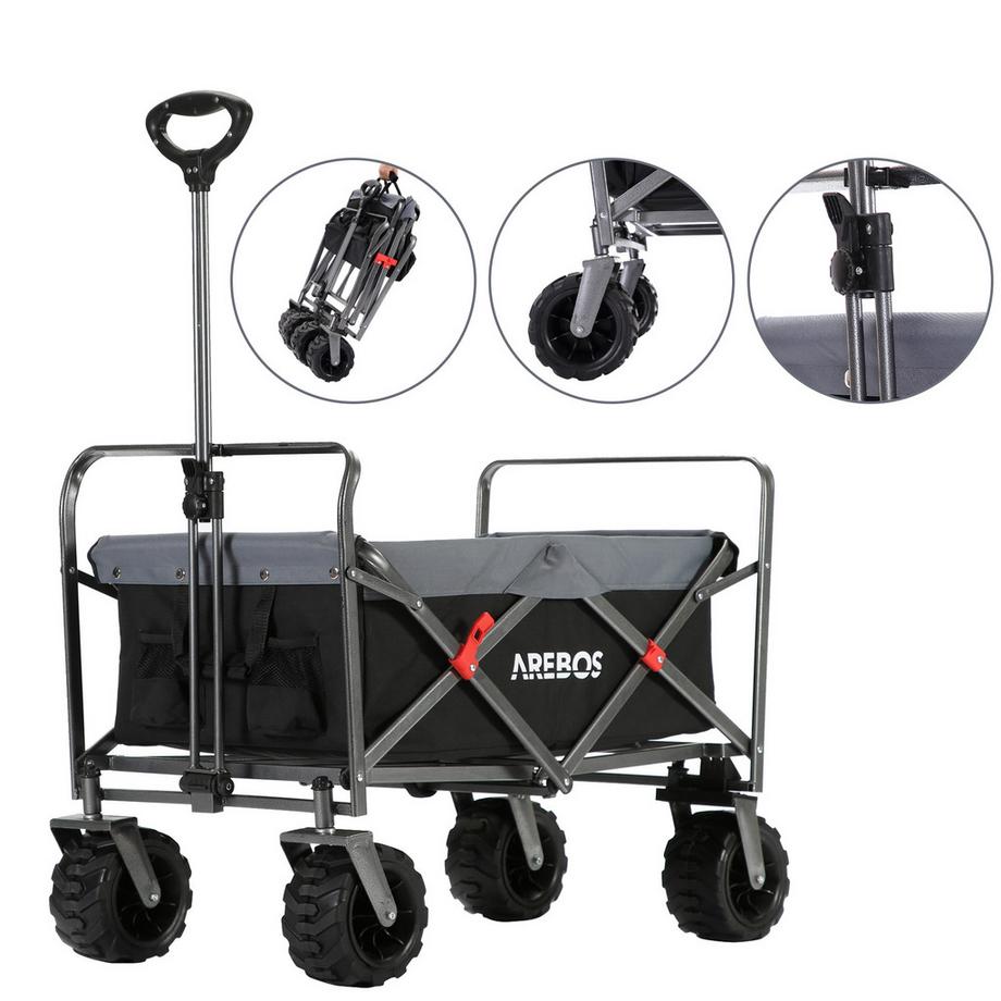 Arebos  Bollerwagen | Handwagen | Transportkarre | bis 100 kg | Klappbar 