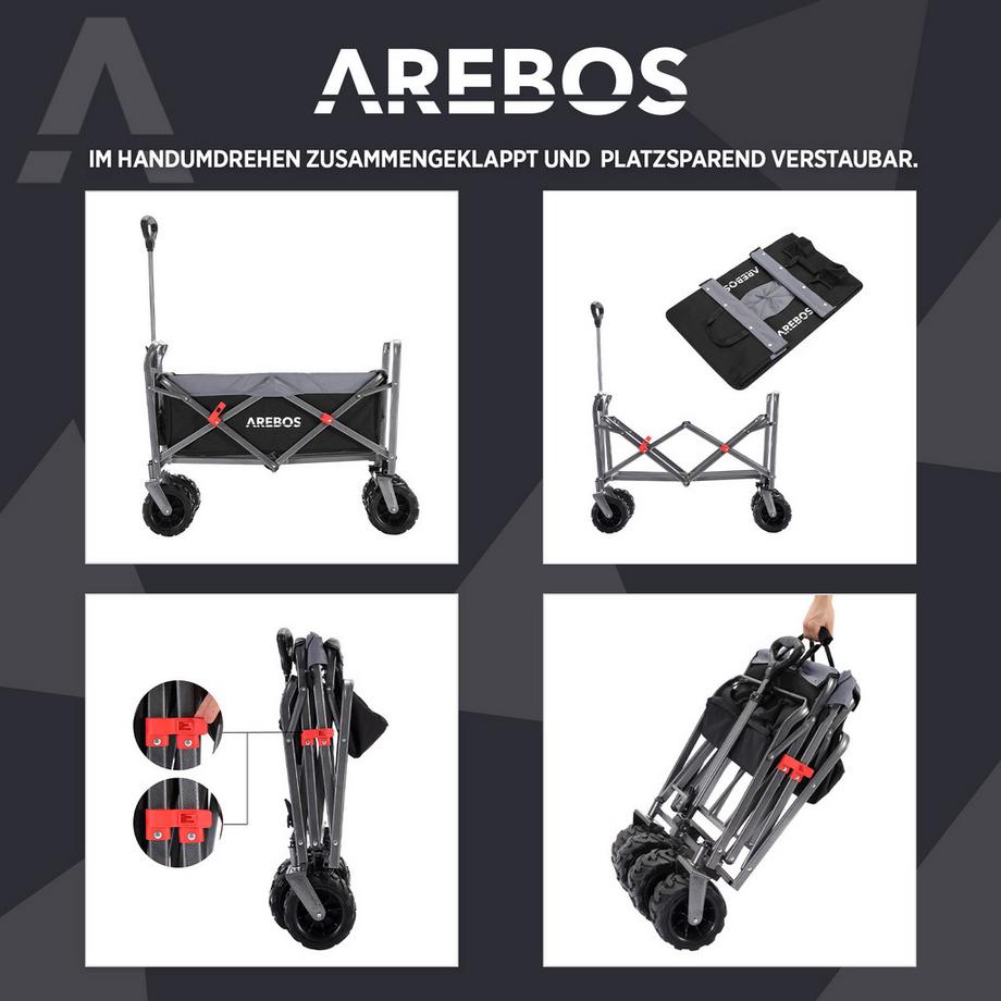 Arebos  Bollerwagen | Handwagen | Transportkarre | bis 100 kg | Klappbar 