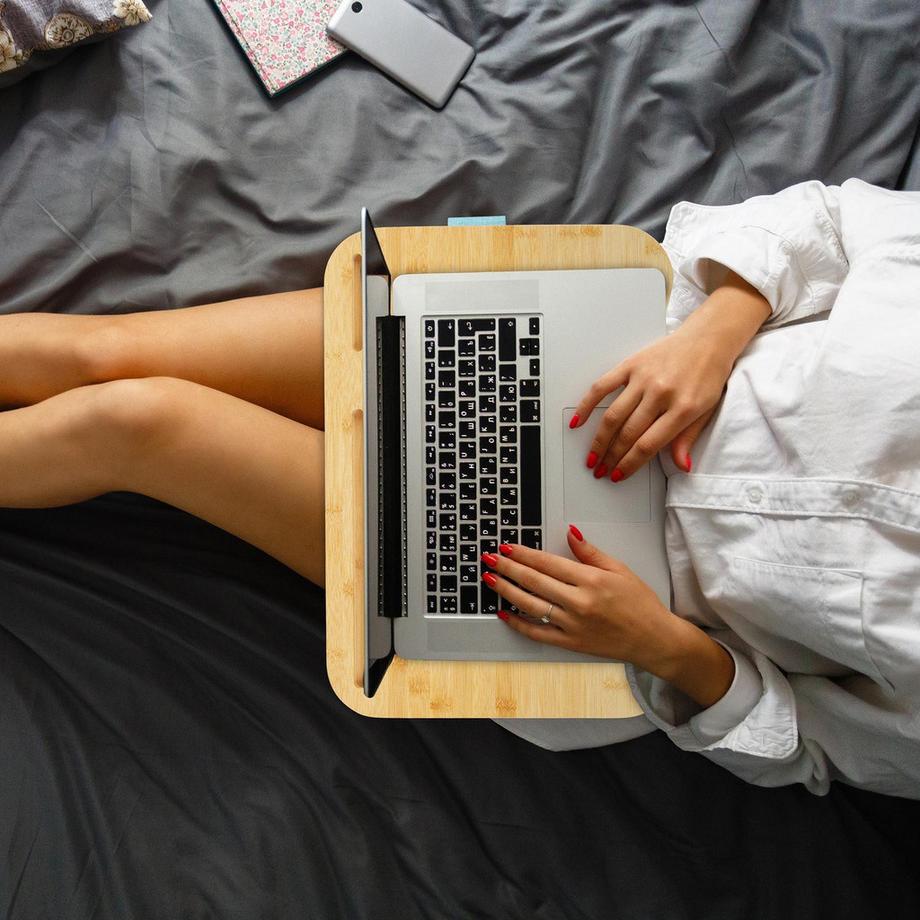 Northix  Blauer Lapdesk mit Bambustablett 