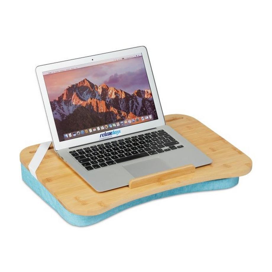 Blauer Lapdesk mit Bambustablett