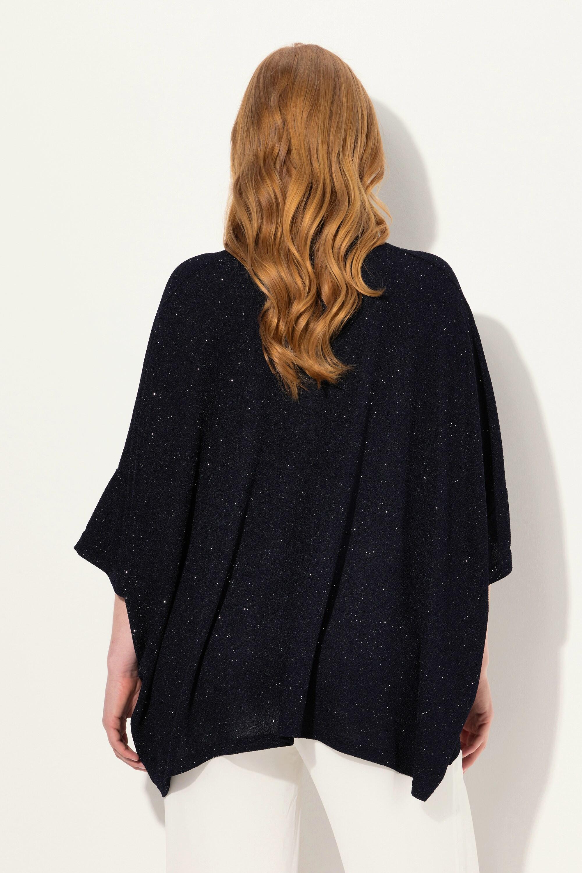 Ulla Popken  Maglia dal taglio oversize con effetto glitter, collo dolcevita e mezze maniche 