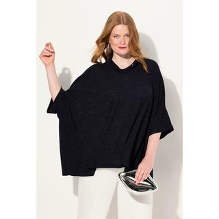 Ulla Popken  Maglia dal taglio oversize con effetto glitter, collo dolcevita e mezze maniche 