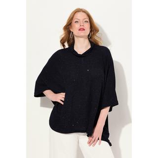 Ulla Popken  Maglia dal taglio oversize con effetto glitter, collo dolcevita e mezze maniche 