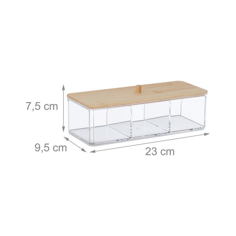 B2X  Rangement maquillage avec couvercle en bambou 