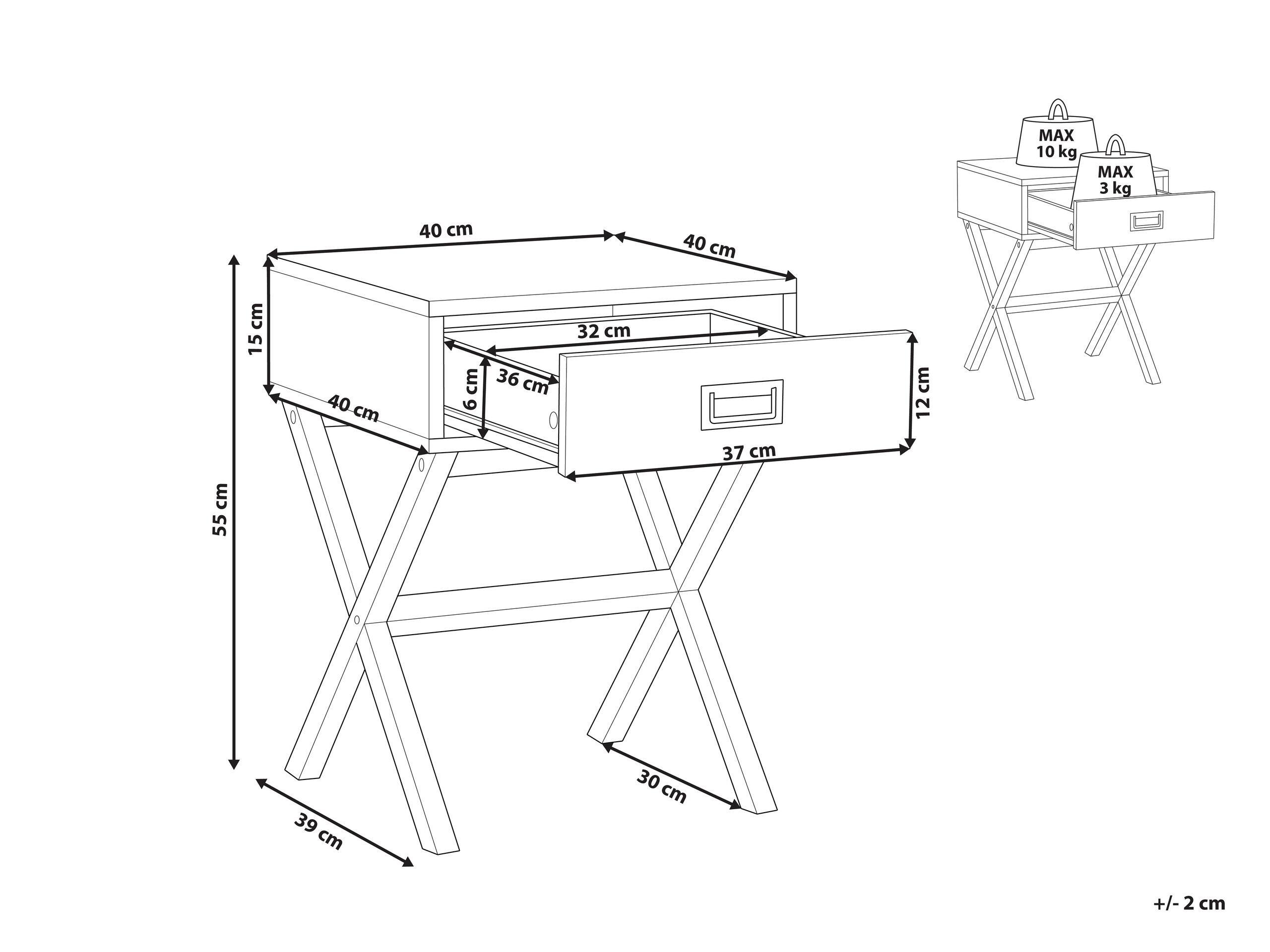 Beliani Nachttisch mit 1 Schublade aus MDF-Platte Modern MONROE  