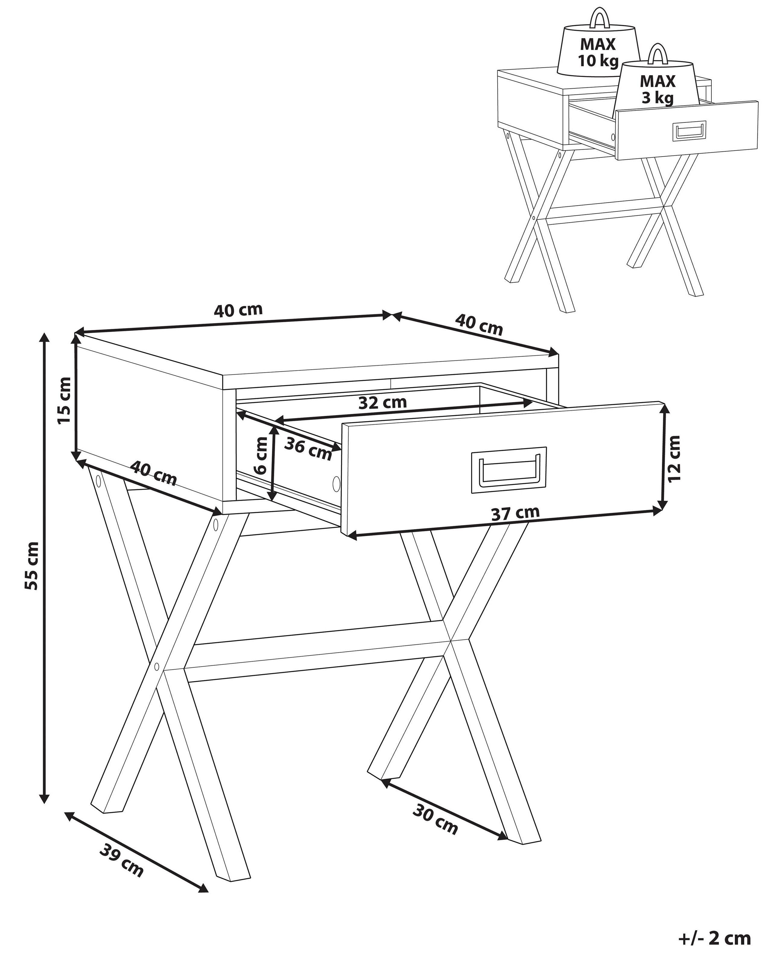 Beliani Nachttisch mit 1 Schublade aus MDF-Platte Modern MONROE  