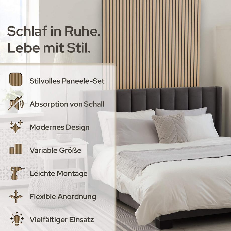 Arebos Panneaux acoustiques, lot de 2 Panneau mural aspect bois  