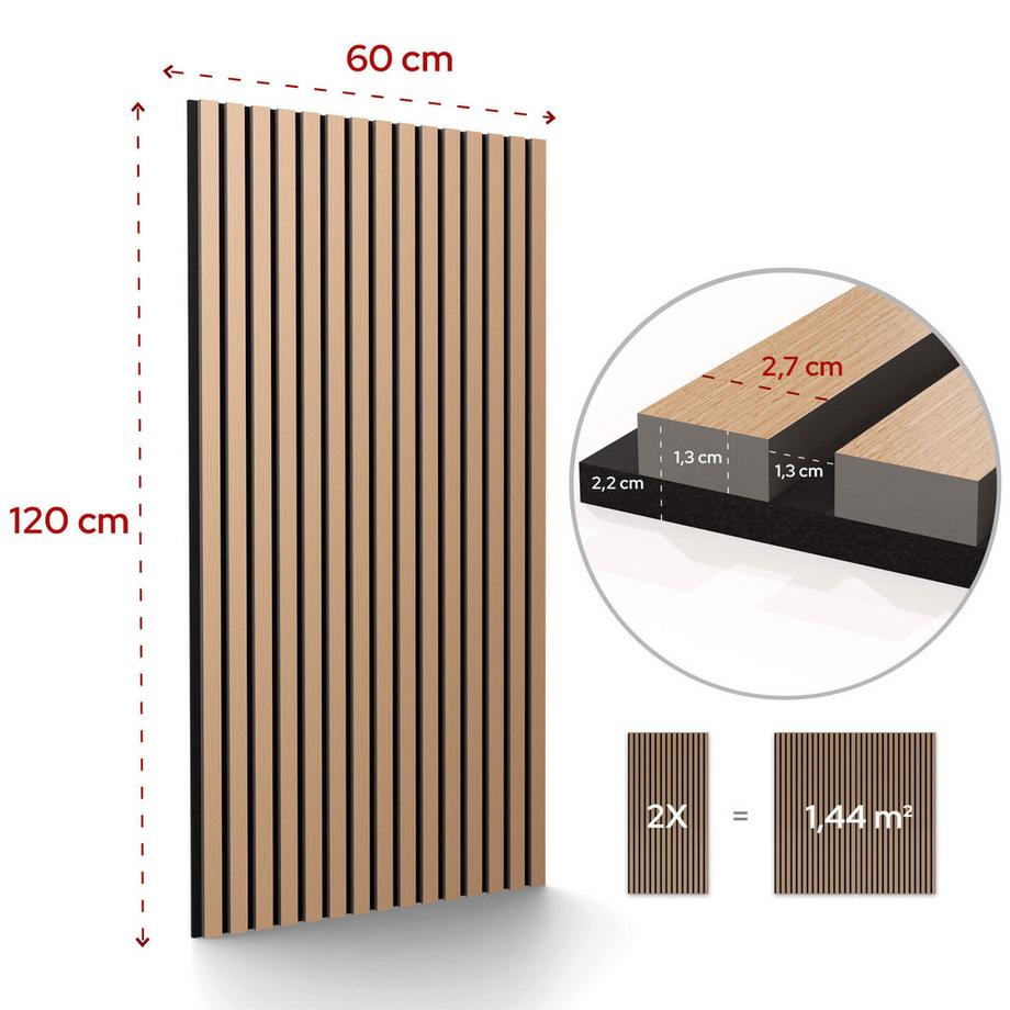 Arebos Panneaux acoustiques, lot de 2 Panneau mural aspect bois  