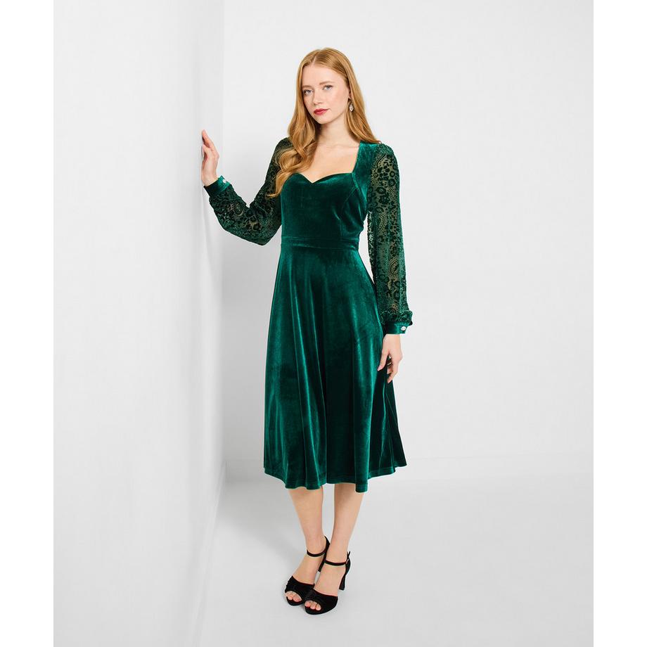 Joe Browns Robe en Velours Extensible Longueur Mollet  