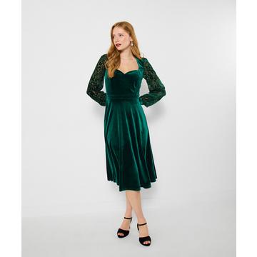 Stretch-Velourskleid in Knielänge