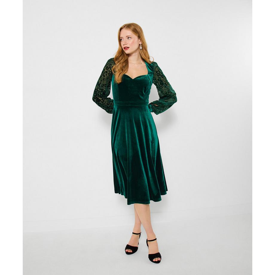 Joe Browns Robe en Velours Extensible Longueur Mollet  