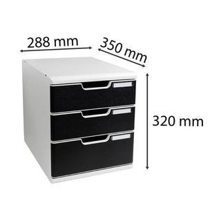 Exacompta Schubladenbox MODULO A4, 3 geschlossene Schubladen  