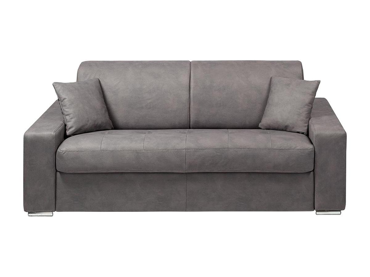 Vente-unique Schlafsofa 3Sitzer Stoff Liegefläche mit Lattenrost mit breiten Latten 1Matratze EMIR  